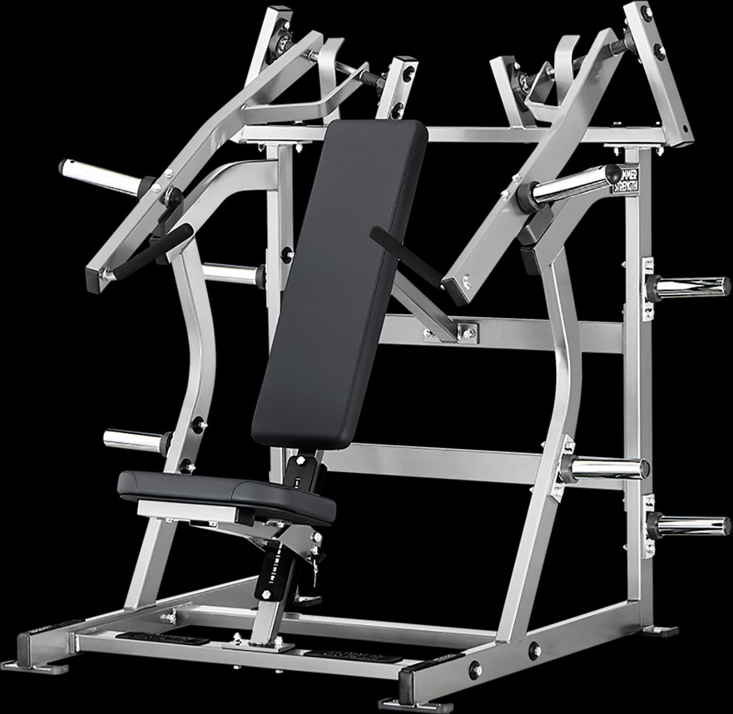 جهاز تمارين ضغط الانحدار من Iso-Lateral من Hammer Strength القابل لتحميل الأوزان باستخدام الألواح /بلاتيني- أسود