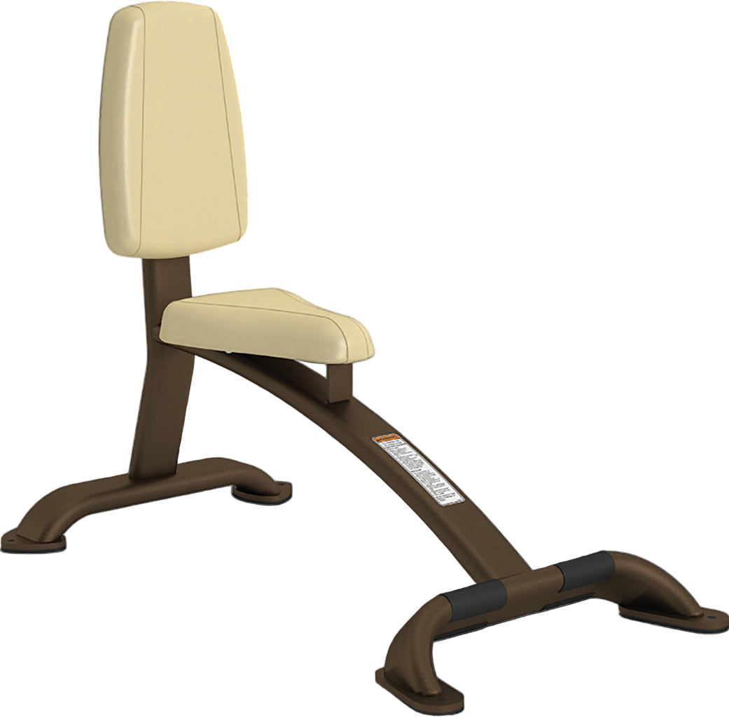 Beige and brown weight bench on a white background