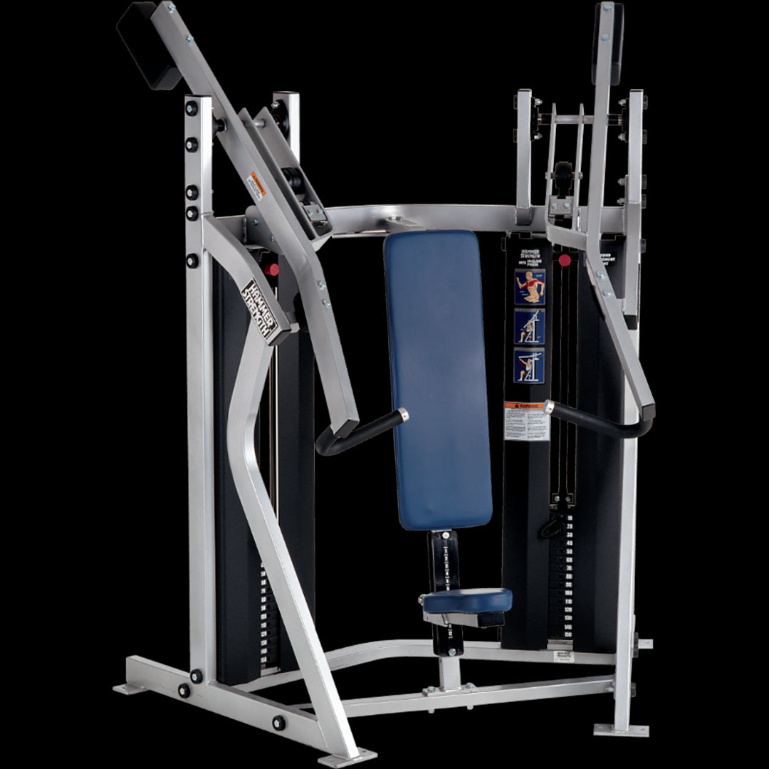 جهاز تمارين ضغط الانحدار من MTS Iso-Lateral من Hammer Strength / بلاتيني - أسود