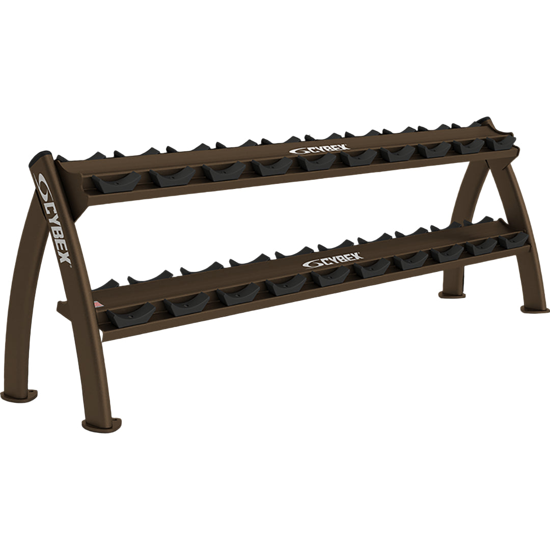 Dumbbell rack with weights on a black background