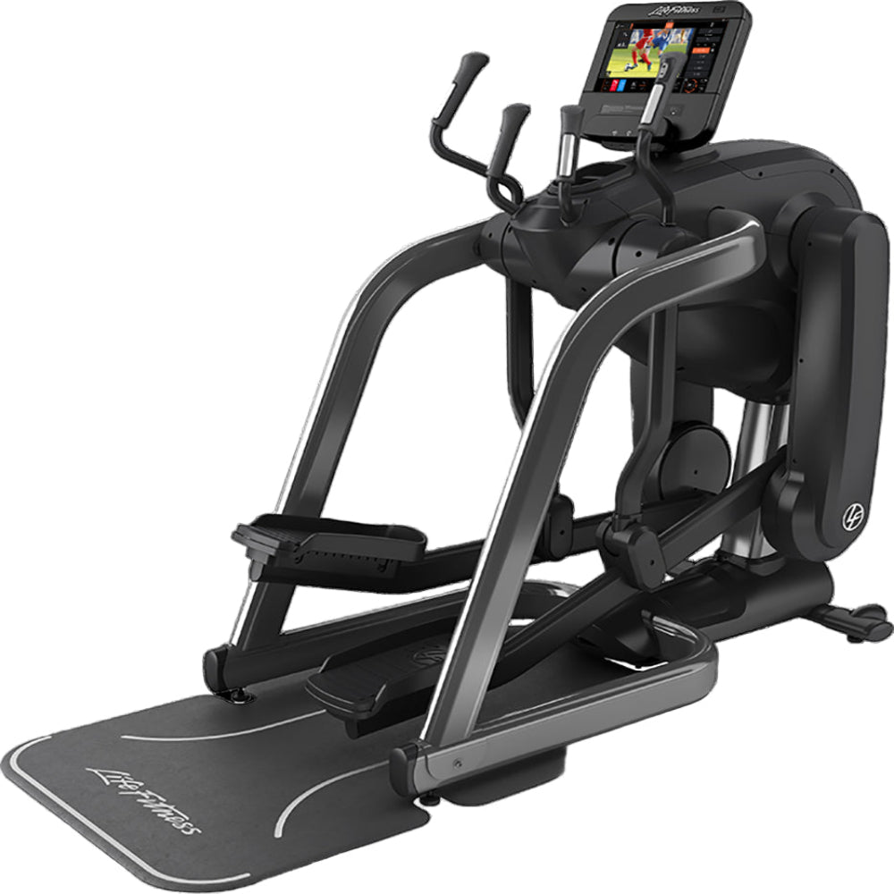 Elliptical trainer with digital display on a white background
