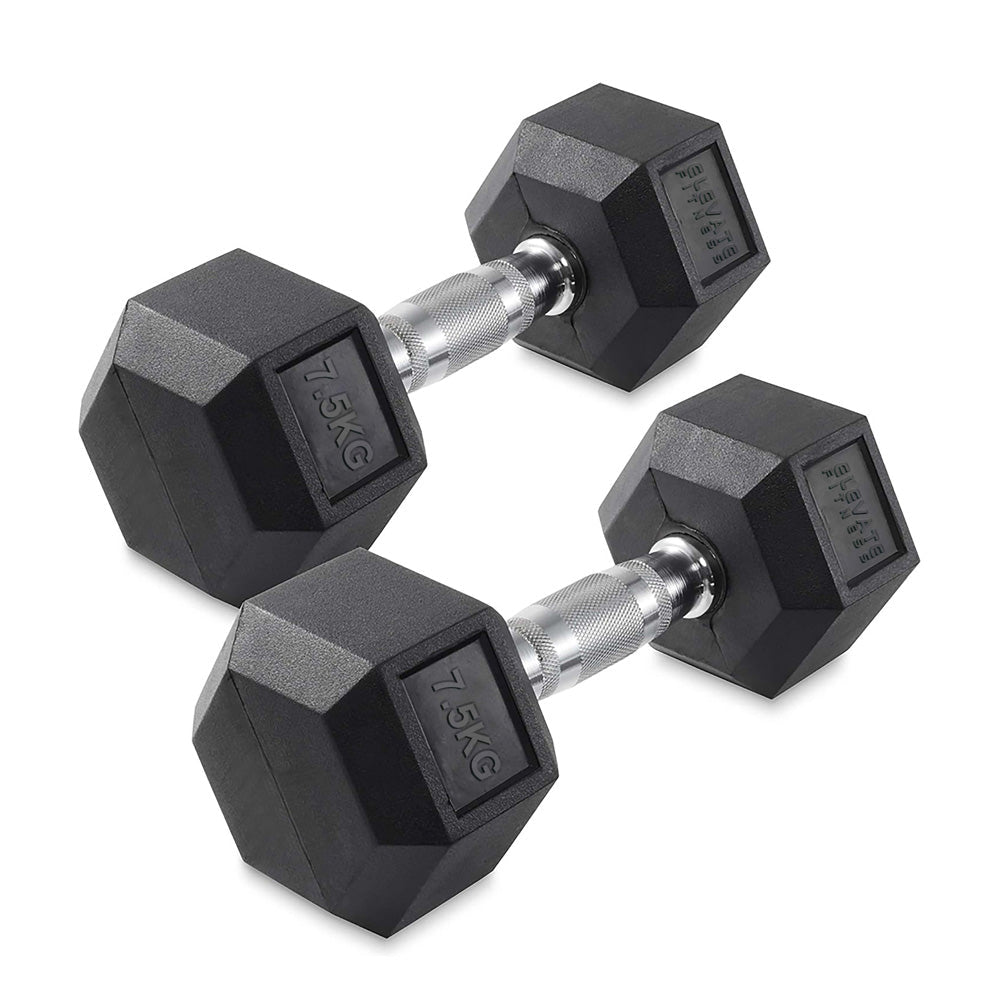 Rubber Coated Hex Dumbbell 5–20KG Each