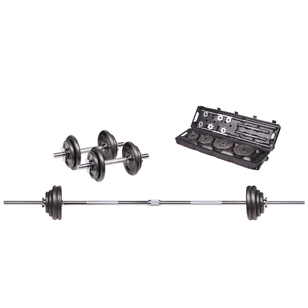 50Kg Adjustable Barbell & Dumbbell Set With Case