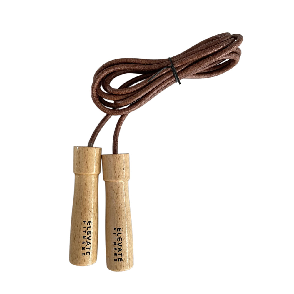 Leather Jump Rope | Wooden Handle Speed Training Rope