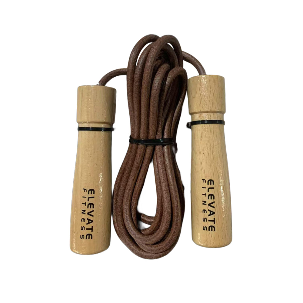 Leather Jump Rope | Wooden Handle Speed Training Rope