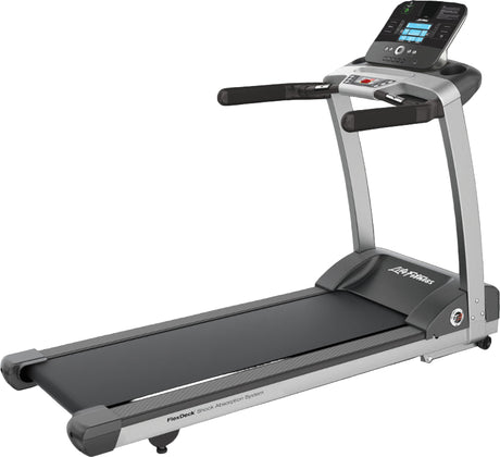 Treadmill with digital display on a white background