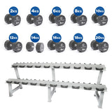 Pu 12-Sided Dumbbells Set 2-20Kgs With Rack