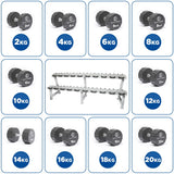 Pu 12-Sided Dumbbells Set 2-20Kgs With Rack