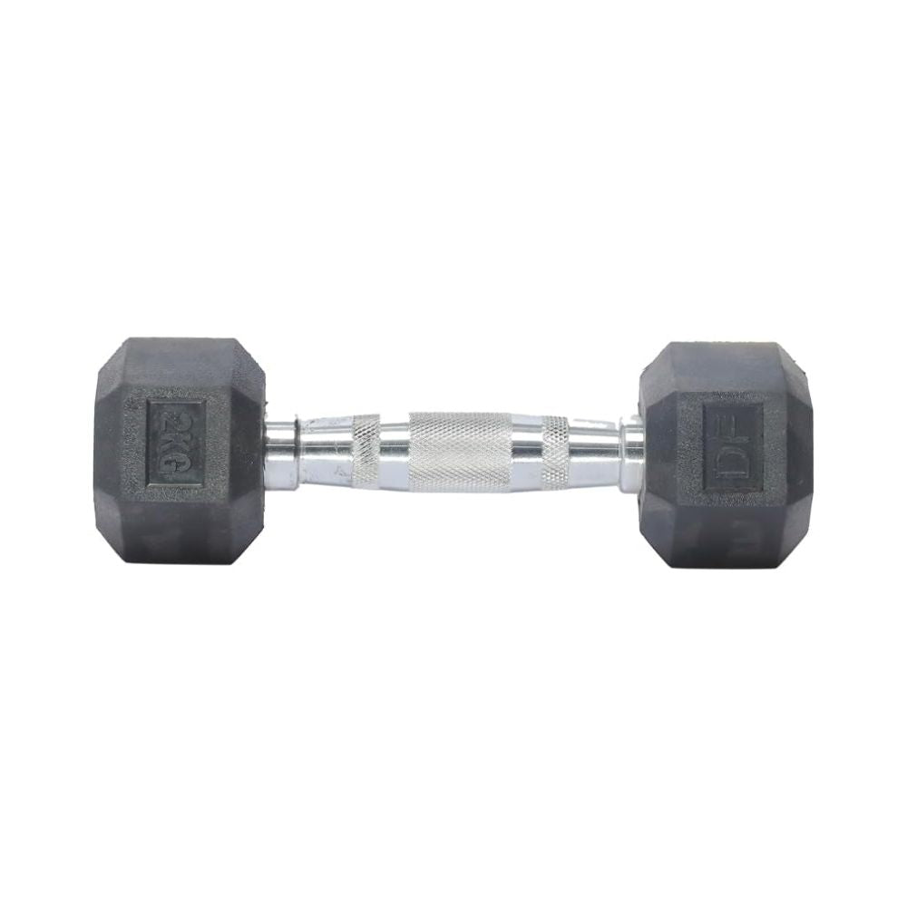 Hexagonal Rubber Dumbbell Pair – Premium Strength Training Weights