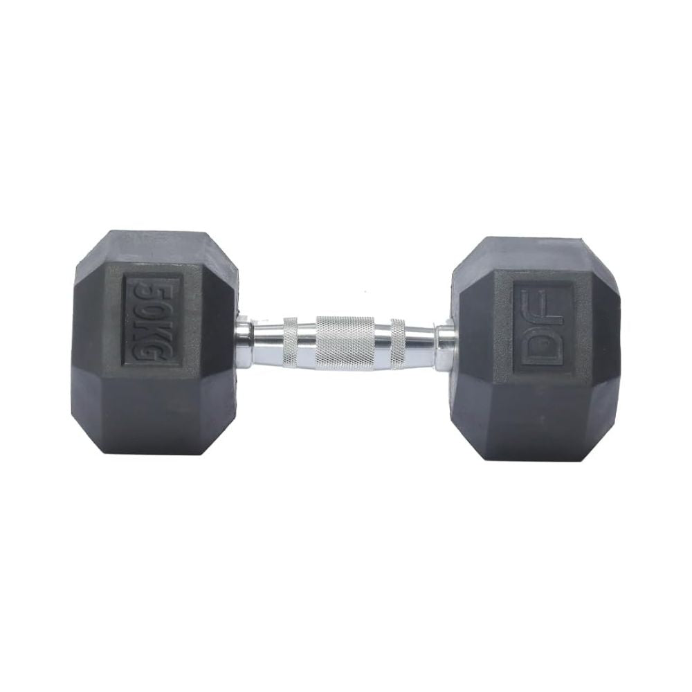 Hexagonal Rubber Dumbbell Pair – Premium Strength Training Weights