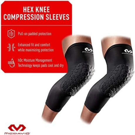 McDavid Hex Knee Compression Sleeves | Impact-Absorbing Sports Knee Pads Pair Mcdavid